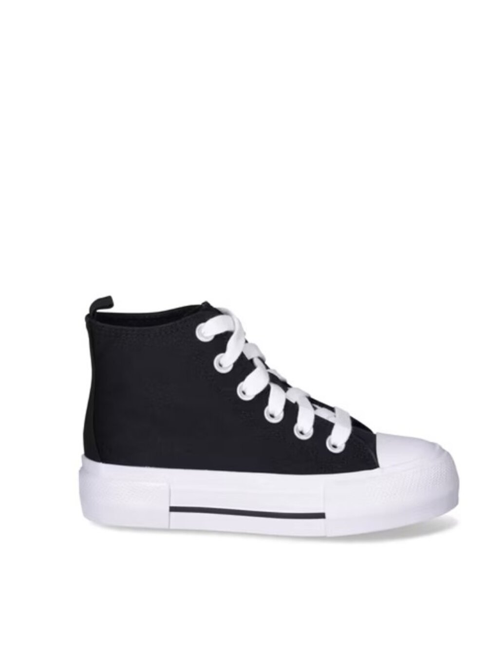 Wonder Nation Little Girls Black Canvas White Laces Platform High Top Sneakers
